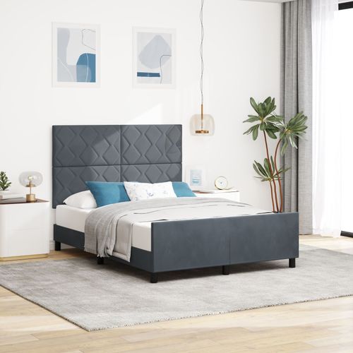 Lit Vidaxl Gris Foncé 140x200 Cm En Velours