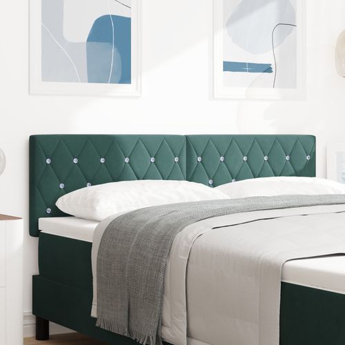 Tête De Lit Vidaxl Bouton En Cristal Capitonné Vert Foncé 160 Cm Velours
