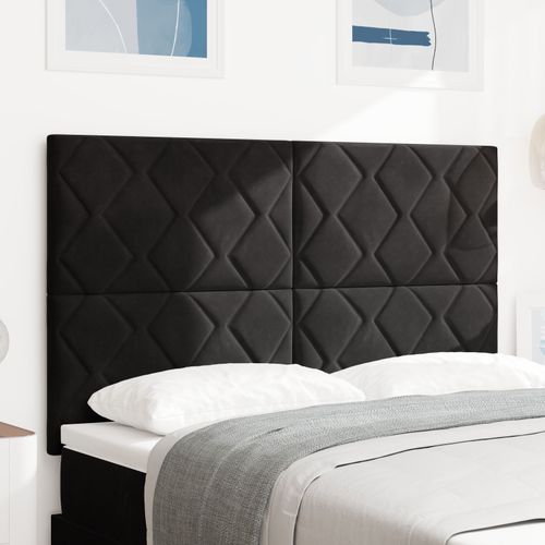 Vidaxl Tête De Lit Design Blocs De Diamants Noire 160 Cm Velours