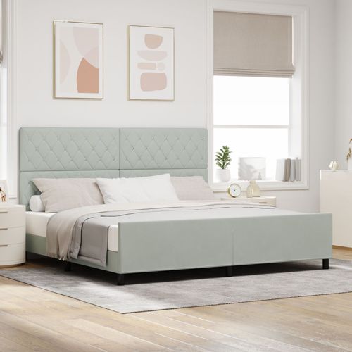 Lit Vidaxl Gris Clair 200x200 Cm Velours