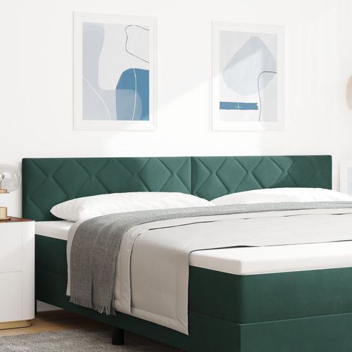 Tête De Lit Vidaxl Design À Blocs De Diamant Vert Foncé 200 Cm Velours
