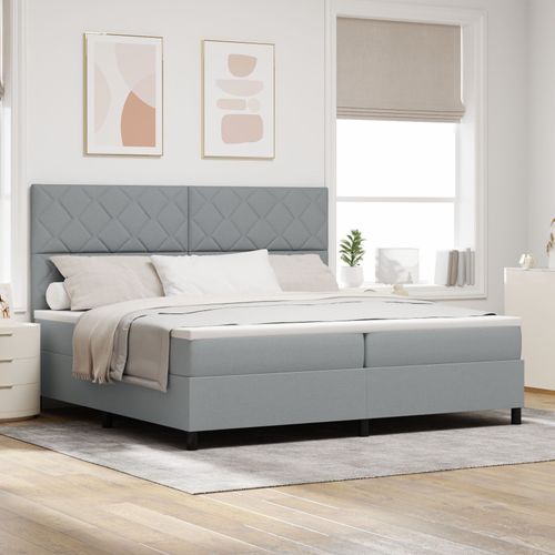 Vidaxl Lit À Ressorts Avec Matelas Gris Clair 200x200 Cm En Tissu