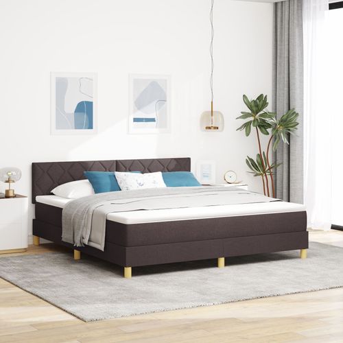 Vidaxl Lit Box Spring Avec Matelas Marron Foncé 180x200 Cm Tissu