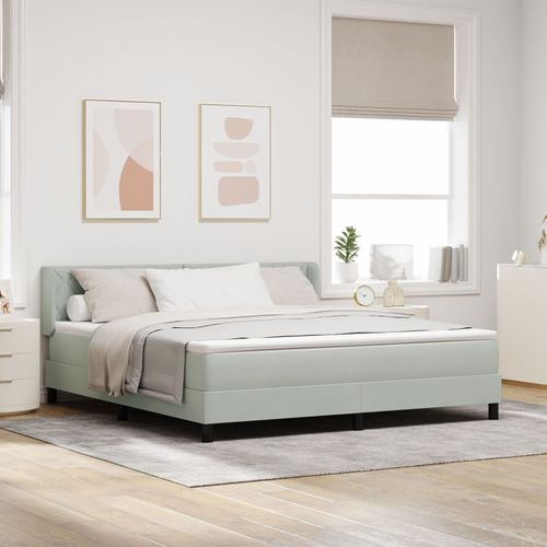 Vidaxl Lit À Ressorts Avec Matelas Gris Clair 180x200 Cm Velours
