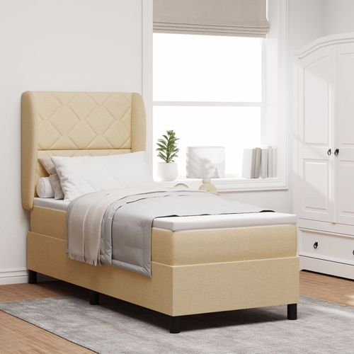 Box Spring VidaXL avec Matelas - Crème, 80x200 cm Tissu