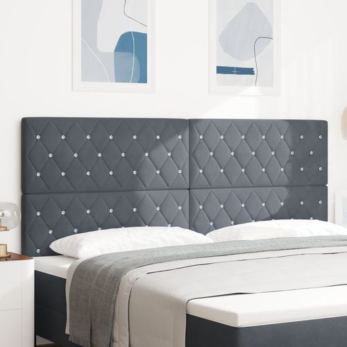 Vidaxl Tête De Lit Avec Boutons En Cristal Capitonnée Gris Foncé 200 Cm En Velours
