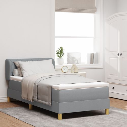 Lit Box Spring Vidaxl Avec Matelas - Gris Clair, 90x200 Cm, Tissu