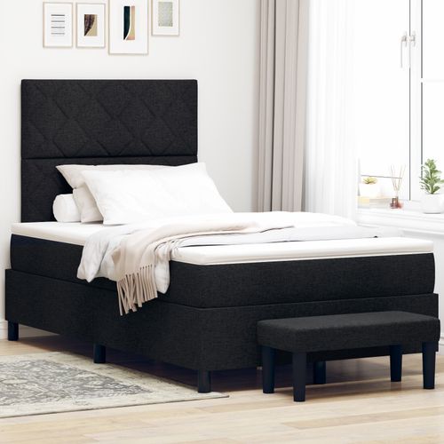 Vidaxl Lit À Ressorts Avec Matelas Et Banc Noir 120x190 Cm Tissu
