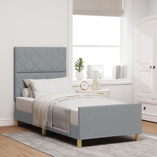 Cadre De Lit Gris Clair Vidaxl 90x190 Cm En Tissu