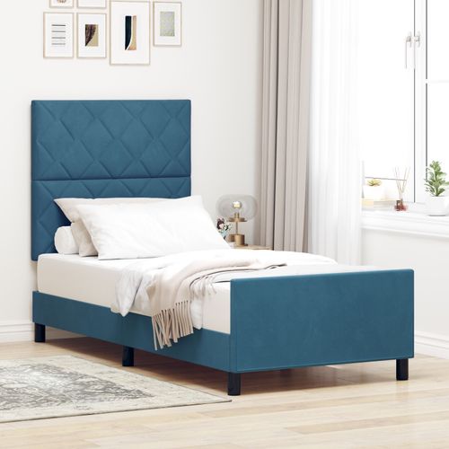 Vidaxl Cadre De Lit Bleu Foncé 100x200 Cm Velours