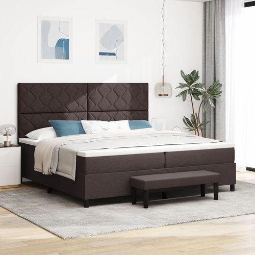 Vidaxl Lit Avec Sommier Et Banc Marron Foncé 200x200 Cm Tissu