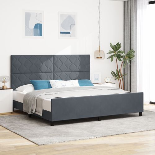 Cadre De Lit En Velours Gris Foncé Vidaxl 200x200 Cm
