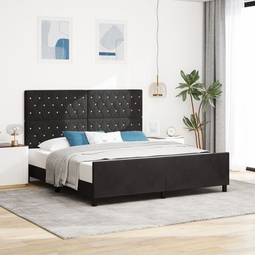 Lit Vidaxl Noir 180x200 Cm Velours