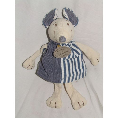 SOURIS DOUDOU ET COMPAGNIE BLEU RAYEE 25 cm