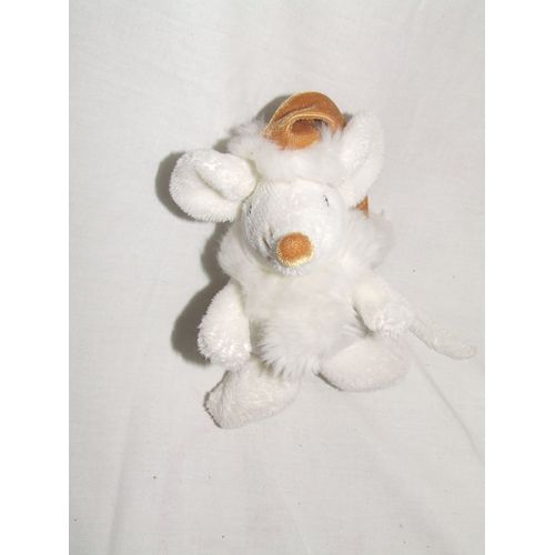 SOURIS LASCAR BLANC BONNET MARRON 14 cm