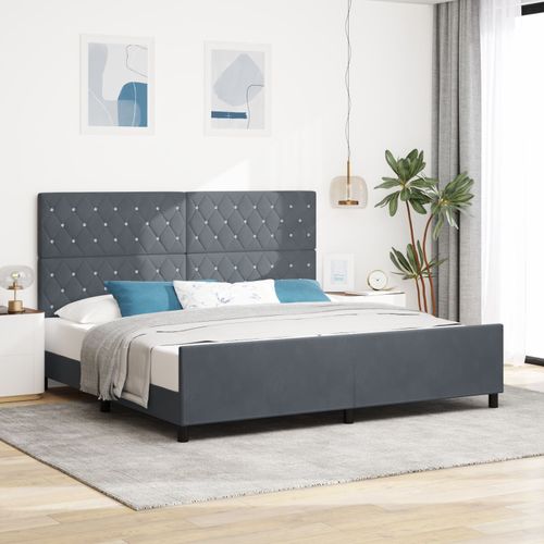Cadre De Lit Vidaxl Gris Foncé 200x200 Cm Velours