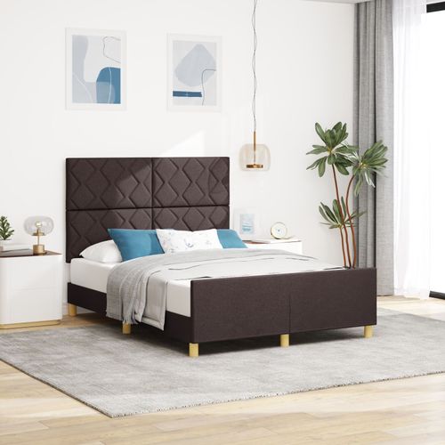 Cadre De Lit Vidaxl Marron Foncé 140x190 Cm Tissu