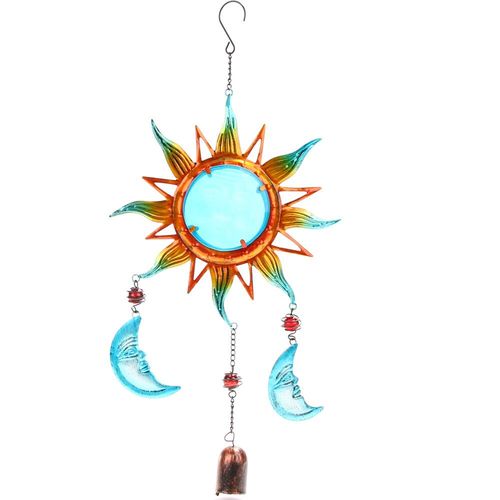 Pendentif en verre peint en métal et lune, carillon, vent, soleil, cour, jardin, créatif, suspension murale