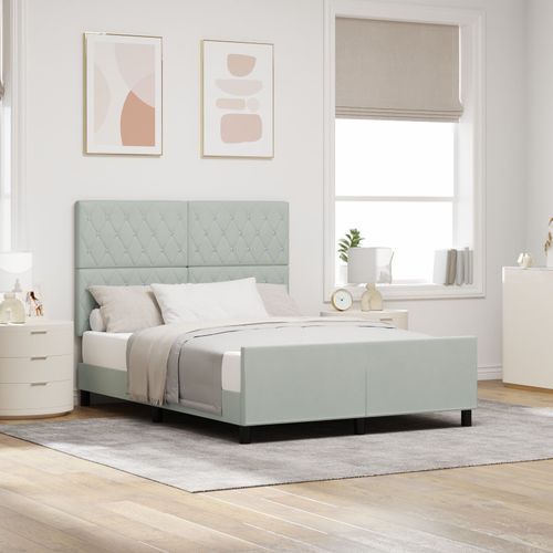 Lit Vidaxl Gris Clair 140x200 Cm Velours