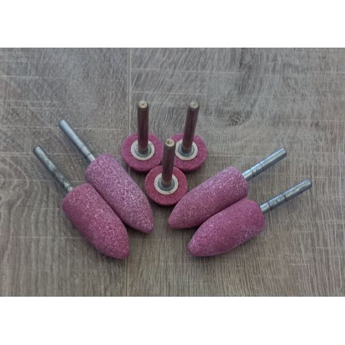 Lot de 7 meules sur tige CORINDON ROSE