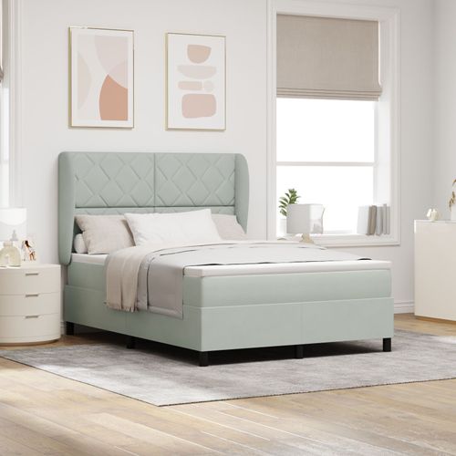 Lit Box Spring Vidaxl Avec Matelas Gris Clair 160x200 Cm Velours