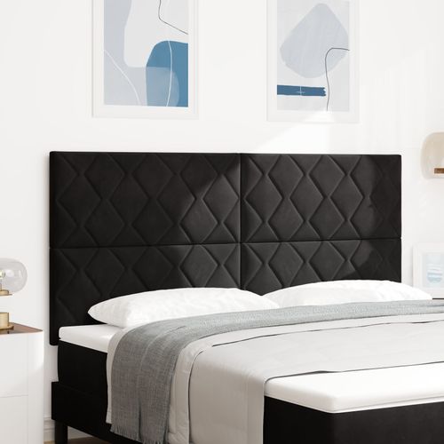 Vidaxl Tête De Lit Design Blocs De Diamant Noir 180 Cm Velours