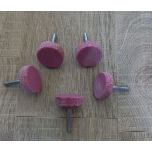 LOT DE 5 MEULES CORINDON ROSE TIGE DE 6--40X12mm