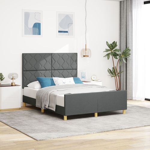 Cadre De Lit Gris Foncé Vidaxl 140x190 Cm En Tissu