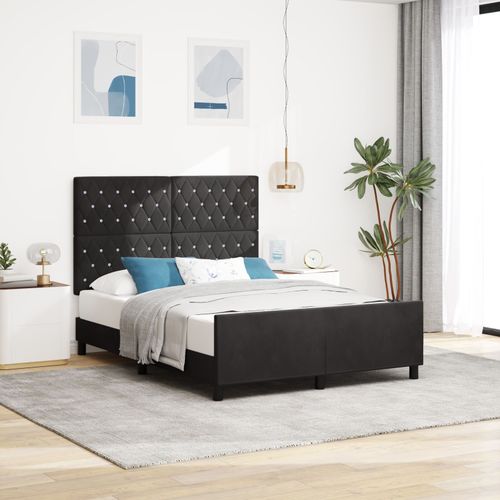 Cadre De Lit En Velours Noir Vidaxl 140x200 Cm