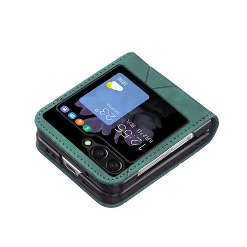 Housse Pour Samsung Galaxy Z Flip 5 5g - Etui Coque Pochette Portefeuille - Vert
