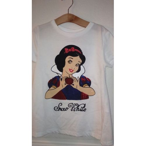 Magnifique T-Shirt Fille Disney Blanche Neige Avec Sequins Taille 7/8 Ans Neuf Idée Cadeau