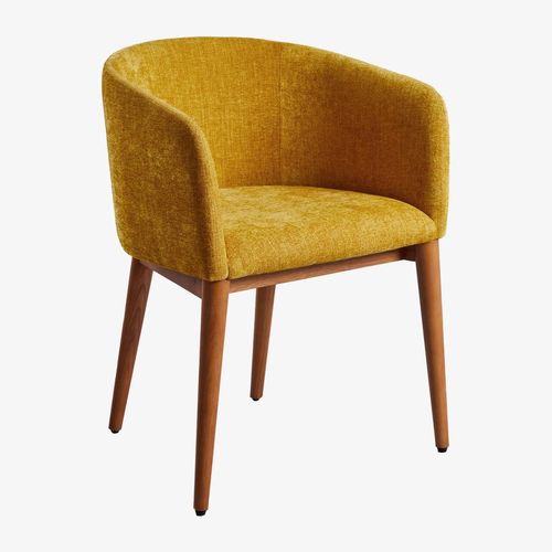 Pack De 4 Chaises De Salle À Manger Rembourrées Bunia Avec Accoudoirs Bois Foncé