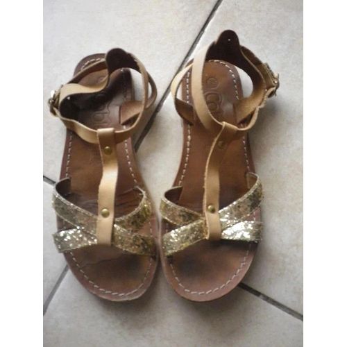 Sandales - Nu Pieds Fille En Cuir Taille 35.