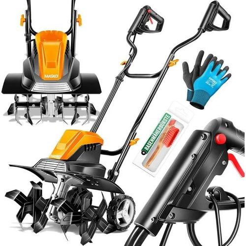 Motobineuse Électrique 1500W ¿ 45cm Largeur, 20cm Profondeur ¿ Bineuse Fraise Jardin Orange