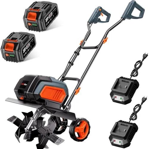 Motoculteur Électrique sans Fil 40V TaskStar avec 2 Batteries et 2 Chargeurs ¿ Kit Complet Motobineuse Jardin