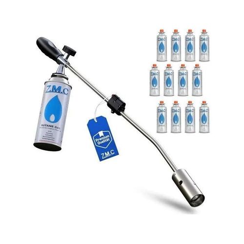 ZMC Désherbant 2,5 kW + 12 cartouches de gaz de 227 g, brûleur de mauvaises herbes avec allumage piézoélectrique
