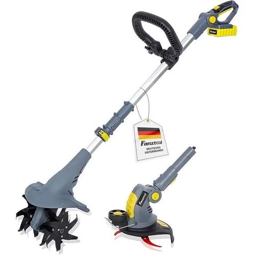 Kit Motoculteur 2 en 1 20V avec Coupe-bordure, Batterie 2,5Ah et Chargeur, Pour Desserrage et Taille du Sol