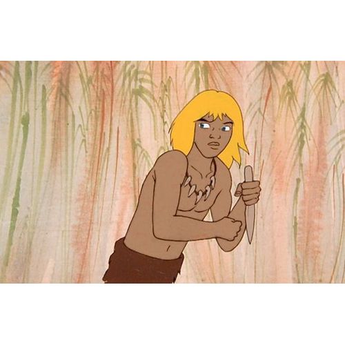 Cellulo  Original Rahan Fils Des Ages Farouches Anime Cel Rahan Course 1986