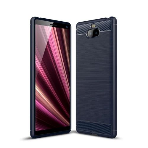 Coque En Tpu En Fibre De Carbone Pour Sony Xperia 10 Plus - Texture Brossée,Bleu Marine Bleu Marine