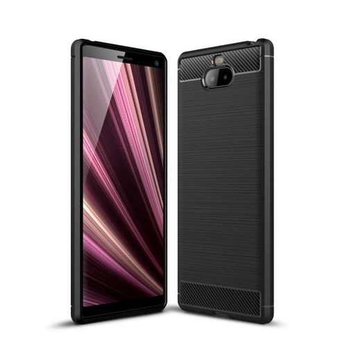 Coque En Tpu En Fibre De Carbone Pour Sony Xperia 10 Plus - Texture Brossée,Noir Noir