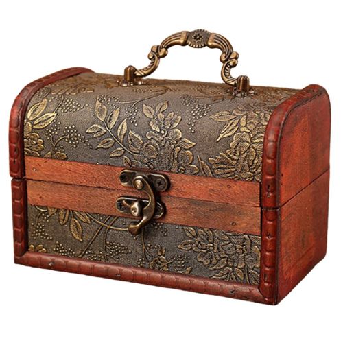 Boîte De Rangement De Bijoux En Bois Vintage Avec Poignée Polyvalent Organisateur De Souvenirs Grand Cadeau Pour Les Femmes Filles Raisin Doré