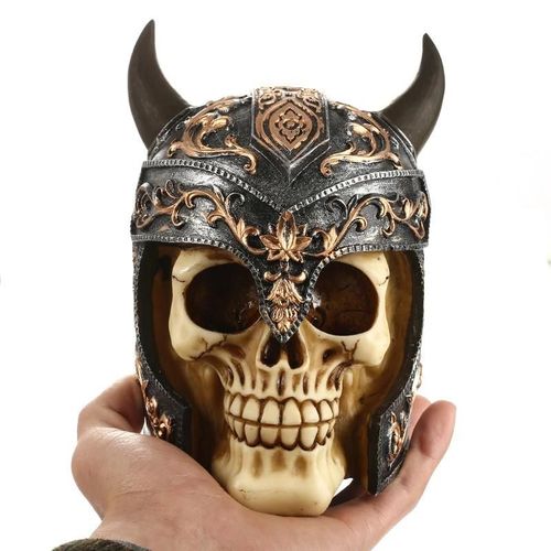 Simulation Crâne Statue Ornement Horrible Résine Viking Gladiateur Figure Presse-Papier Décoration Avec Casque Pour Holloween Nouveau