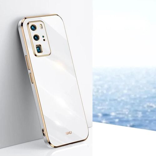 Coque Antichoc Huawei P40 Pro - Placage 6d Bord Or Tpu,Blanc Blanc