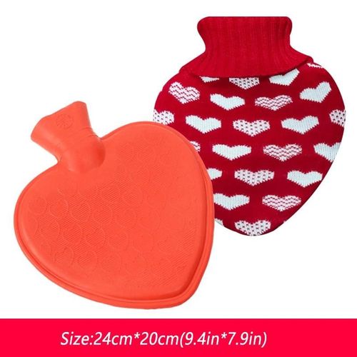 Sac De Bouteille D'eau Chaude Avec Couverture En Tricot Amovible Doux Réchauffant Cou Épaule Soulagement Crampes Menstruelles Pour Les Femmes Filles Rouge,En Forme De Coeur 