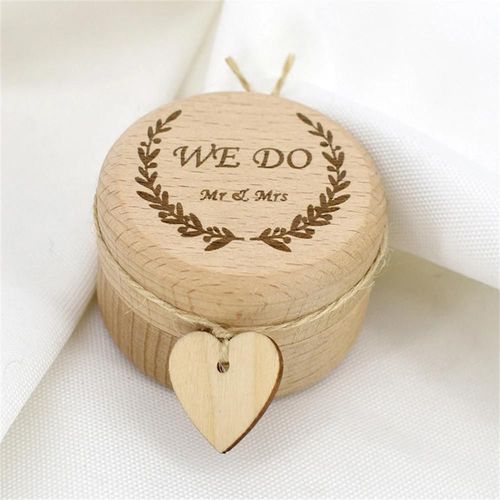 Boîte De Bagues De Fiançailles Forme Ronde Étui À Bagues En Bois Amovible Pour La Demande En Mariage