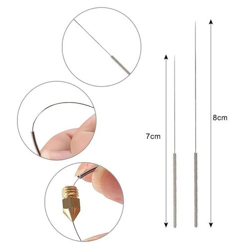 29pcs Kit de nettoyage de buse 0,4 mm Mk8 Buse 0,35 / 0,4 mm Aiguille de nettoyage Clé à épiler pour imprimante 3D
