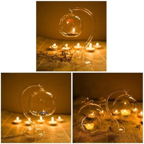 Bougie en verre transparent Porte-bâton suspendu Lampe de bougie en cristal Décorations de la maison