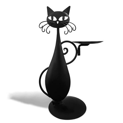 Métal Mode Noir Chat Debout Chandelier Haute Qualité Artisanat Ormaments Pour Salon Chambre