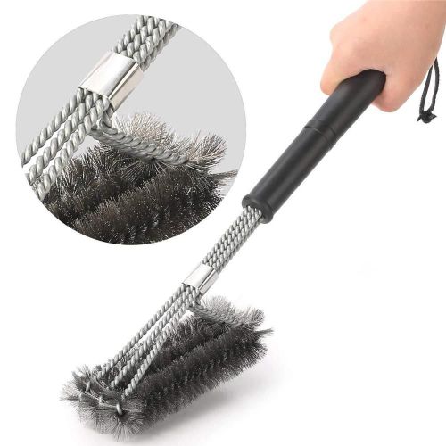 Brosse de nettoyage de grille de barbecue en métal triangulaire Nettoyant robuste de poils de barbecue en acier inoxydable à 3 branches pour un nettoyage plus facile et efficace Nouveau