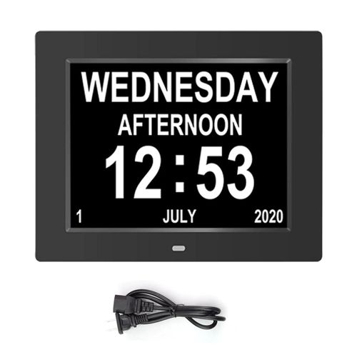 L'horloge numérique de 7 pouces prend en charge les horloges de chevet résistantes à l'usure de la carte SD pour la chambre à coucher à la maison Prise US,noir